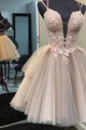 Chic Sleeveless Spaghetti Straps Homecoming Dress with Appliques OHM058 | Cathyprom
