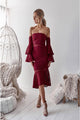 Mermaid Off-the-Shoulder Long Bell Sleeves Burgundy Lace Prom Dress PD6