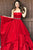 A-Line Sweetheart Sweep Train Red Satin Sleeveless Prom Dress with Beading Ruffles Z12