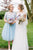 A-line Scoop Tea-length Short Sleeves 3D Flower Short Tulle Bridesmaid Dresses OHS119 | Cathyprom