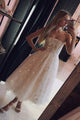 Tea Length Lace Tulle Sleeveless Spaghetti Strap with Sequins Prom Dress LPD10