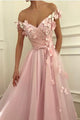 Gorgeous Appliques V-neck Off Shoulder Prom Dresses Long Tulle Evening Gowns PD19