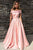 Cheap A Line Off The Shoulder Sweep Train Sleeveless Long Elastic Satin Prom Dress OHC269 | Cathyprom