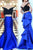 Fashion Two Piece Off the Shoulder Short Sleeves Tiered Royal Blue Mermaid Prom Dress LPD52 | Cathyprom