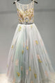 Elegant A Line Sweep Train Sleeveless Appliques Backless Long Tulle Prom Dress Formal Evening Dress OHC311 | Cathyprom