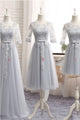 Charming A-line Scoop Neck Floor Length Sleeveless Long Tulle Bridesmaid Dresses with Appliques OHS123 | Cathyprom