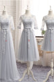 Charming A-line Scoop Neck Floor Length Sleeveless Long Tulle Bridesmaid Dresses with Appliques OHS123 | Cathyprom