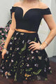 Two Piece Homecoming Dresses Little Black Dress Short Prom Dress Lace Party Dress OHM144