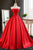 Elegant Strapless Sweep Train Ball Gown Red Pleats Prom Dress with Bow LPD64 | Cathyprom