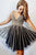 A Line Spaghetti Straps Black Short Homecoming Dresses Beading OHM077 | Cathyprom