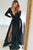 A-Line Deep V-Neck Long Sleeves Floor-Length Black Lace Prom Dress with Split OHC025 | Cathyprom