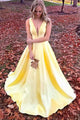 A Line Deep V Neck Sleeveless Appliques Long Prom Dresses/Party Dresses OHC174 | Cathyprom