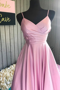 Elegant Pleated A-Line Pink Customized Floor-length Long Prom Dress LPD17