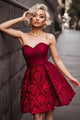 Chic Burgundy A Line Sweetheart Sleeveless Lace Short Tulle Homecoming Party Dress OHM100 | Cathyprom