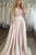 Two Piece Crew 3/4 Sleeves Floor-Length Pink Prom Dress with Lace Pockets LPD80 | Cathyprom