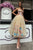 A-Line Sweetheart Tea-Length Beige Tulle Prom Dress with Appliques Pleats D6
