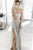 Two Piece Sheath Strapless Sequin Split White Long Prom Dress P53