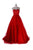 Modern Sweetheart Ball Gown Sweep Train Satin Tulle Red Prom Dress Z35