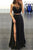Sexy Two Piece Spaghetti Straps Floor Length Sleeveless Black Long Chiffon Prom Dress OHC196 | Cathyprom