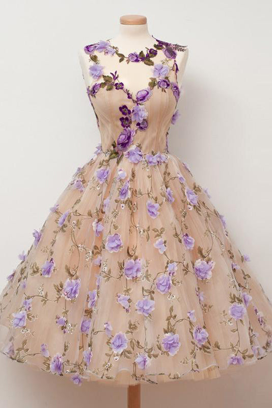 Beautiful A line Knee-length Sleeveless Lace Tulle Homecoming Dresses cathyprom Beautiful A line Knee-length Sleeveless Lace Tulle Homecoming Dresses cathyprom