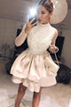A-Line High Neck Long Sleeves Homecoming Dresses with Appliques OHM020 | Cathyprom