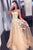 A-Line Sweetheart Sweep Train Light Champagne Prom Dress with Appliques Z19