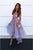 A-Line Spaghetti Straps High Low Lilac Prom Party Dress with Flowers PD5