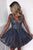 Stylish A Line Deep V Neck Sleeveless Open Back Beading Short Sequins Homecoming Dresses Beading OHM096 | Cathyprom