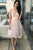 A-Line Crew Short Sleeves Pink Tulle Homecoming Dress with Embroidery OHM081 | Cathyprom