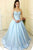 A-Line Sweetheart Court Train Blue Satin Prom Dress with Appliques Pockets Q13