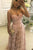 A-Line Scoop Sweep Train Pink Lace Open Back Sleeveless Prom Dress with Beading C23