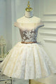 Cute Homecoming Dress Off-the-shoulder Lace Ivory Short Prom Dress Party Dress OHM161