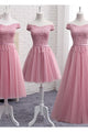 Sexy A Line Off-the-shoulder Sleeveless Tulle Long Bridesmaid Dresses with Appliques OHS120 | Cathyprom