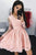 Chic Homecoming Dress V-neck Lace A-line Pink Short Prom Dress Party Dress OHM134
