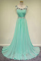 Elegant Scoop Court Train Beading Chiffon Green Long Evening/Prom Dress LPD73 | Cathyprom