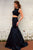 Elegant Bateau Sweep Train Backless Two Piece Black Mermaid Prom Dress with Beading LPD45 | Cathyprom