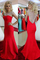 Sexy Mermaid Red Floor Length Beading Prom Dress D22