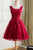 Burgundy Homecoming Dress Straps A-line Lace Appliques Lace-up Short Prom Dress Party Dress OHM162