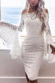 Long Sleeve Homecoming Dresses Shealth Column Short Prom Dress Lace Party Dress OHM135