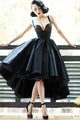 Vintage High Low Straps Sleeveless Lace Appliques Ruffles Short Satin Prom Dress OHC219 | Cathyprom