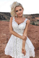 White Short Homecoming Dresses V Neck Appliques Cocktail Dresses OHM080 | Cathyprom