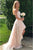 A-Line Strapless Hi-Low Pearl Pink Lace Prom Dress with Flowers PD4