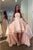 A-Line Strapless Hi-Low Pearl Pink Lace Prom Dress with Flowers PD4