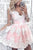 Long Sleeve Beautiful Homecoming Dresses Lace V-neck Short Prom Dress Party Dress OHM155