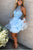 Sexy Homecoming Dress A-line Halter Rhinestone Light Sky Blue Short Prom Dress Party Dress OHM160