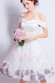 Beautiful Homecoming Dresses A-line Off The Shoulder Sleeveless Tulle Floral Short Prom Dress Party Dress OHM118 | Cathyprom