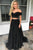 Black Prom Dresses Two Pieces Off-the-shoulder Short Sleeves Long Tulle Prom Dress/Evening Dress OHC302 | Cathyprom