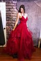 Sparkly Spaghetti Strap Open Back Ruffles Long Prom Dress OHC144 | Cathyprom