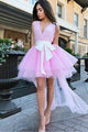 Cute A Line V Neck Short Homecoming Dresses Bowknot OHM014 | Cathyprom