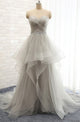 Fashion Ball Gown Sweetheart Long Tulle White Prom/Evening Dress With Beading Z37